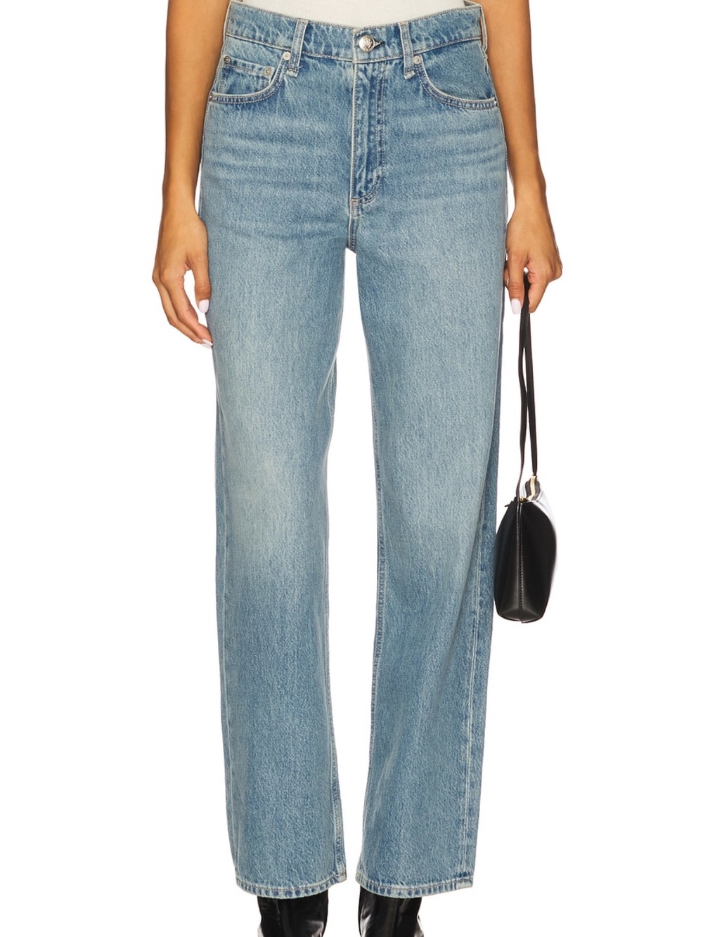 rag & bone High-Rise Straight Jeans - Light Blue Wash - Picture 1 of 4